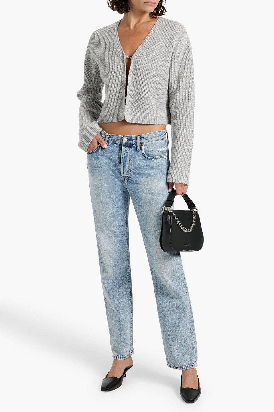 Shop Loulou Studio Hidra Ribbed Wool And Cashmere Cardigan In Gray