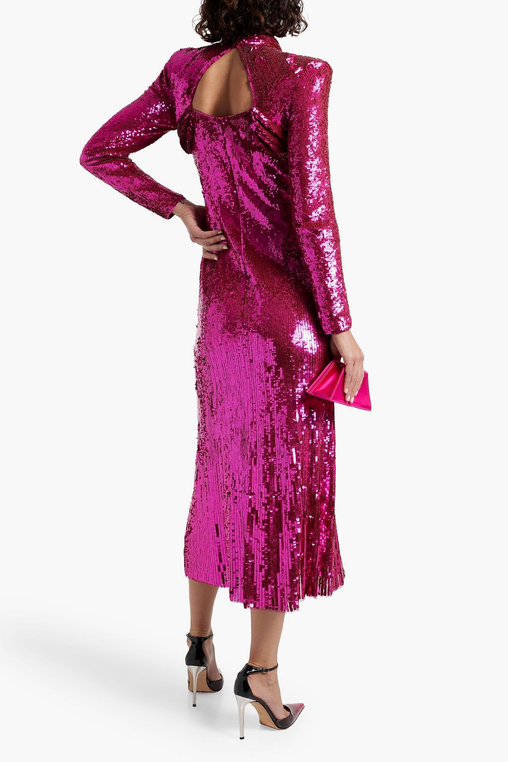 JENNY PACKHAM Twisted cutout sequined tulle midi dress