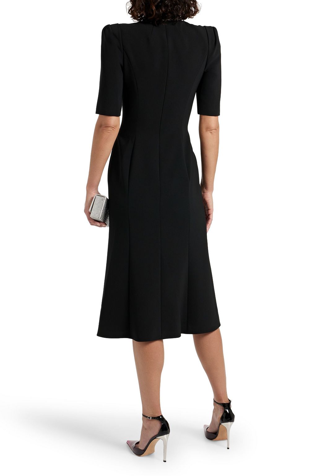 JENNY PACKHAM Crystal-embellished tulle-trimmed crepe midi dress