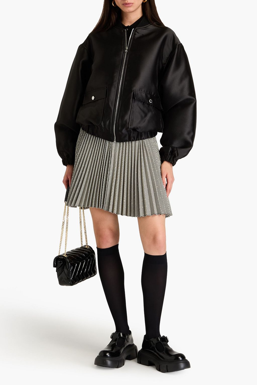 SANDRO Oversized satin-twill bomber jacket