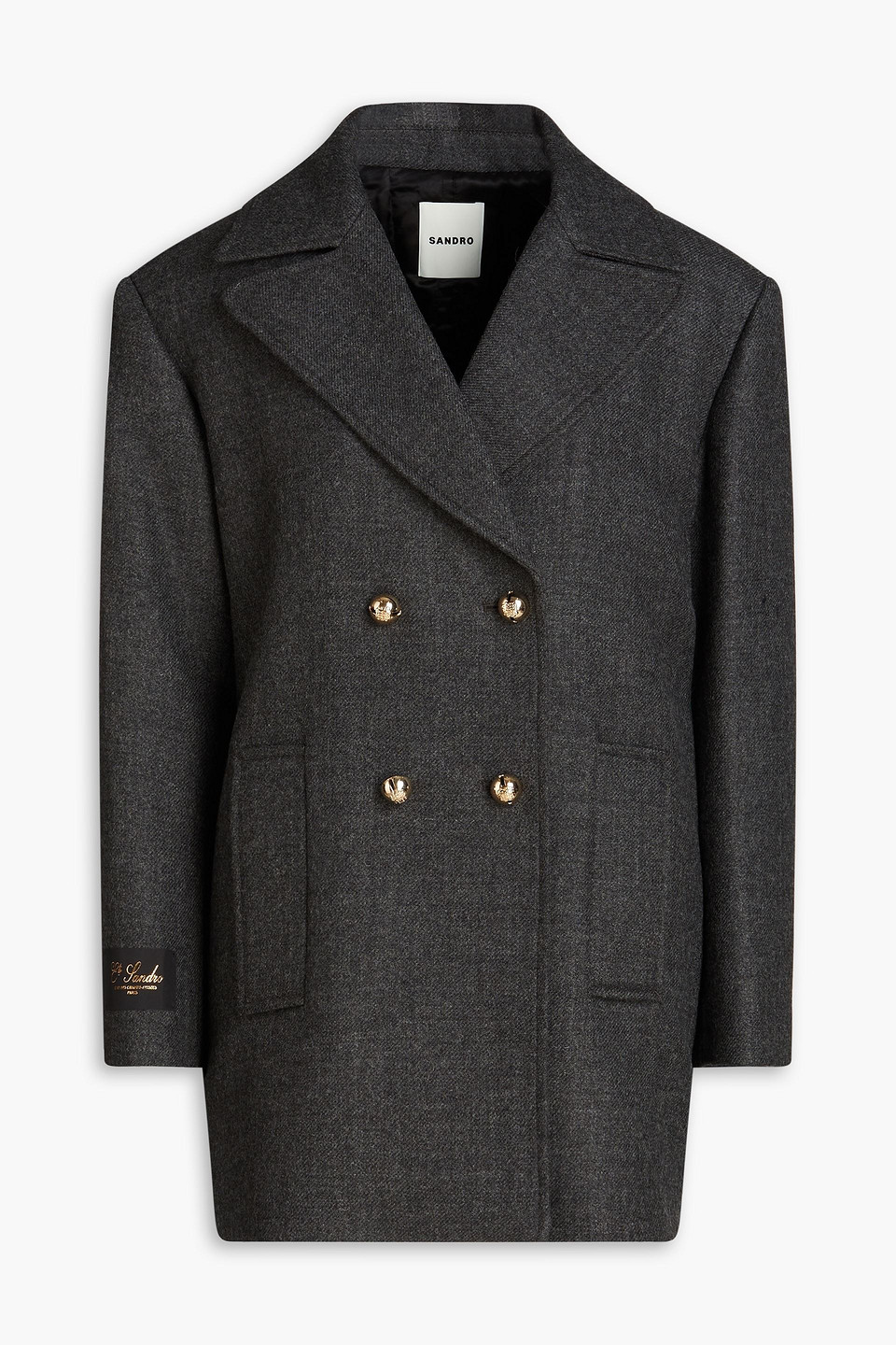 Double-breasted wool-twill coat