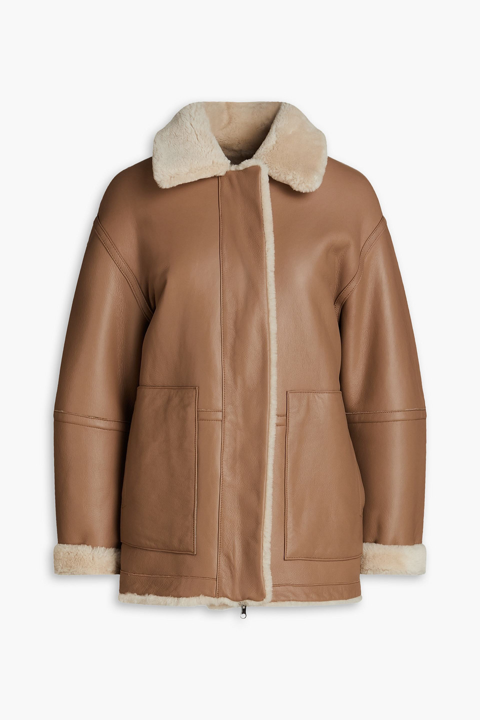 Vince Reversible Shearling Jacket In Light Brown