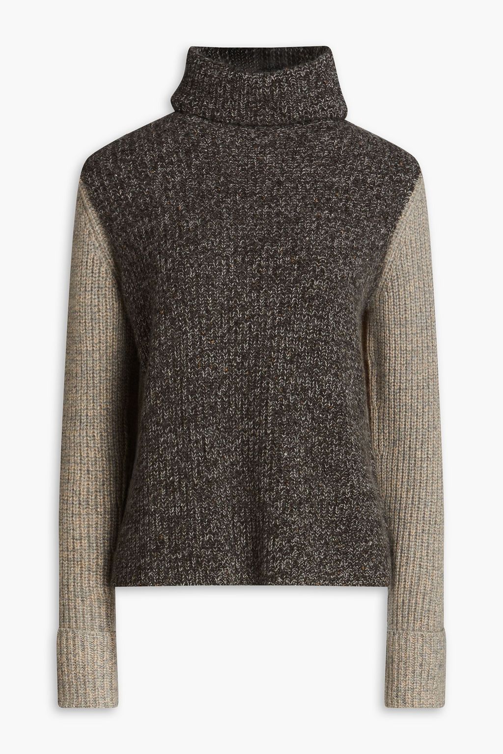 AUTUMN CASHMERE Color block ribbed cashmere turtleneck sweater THE OUTNET
