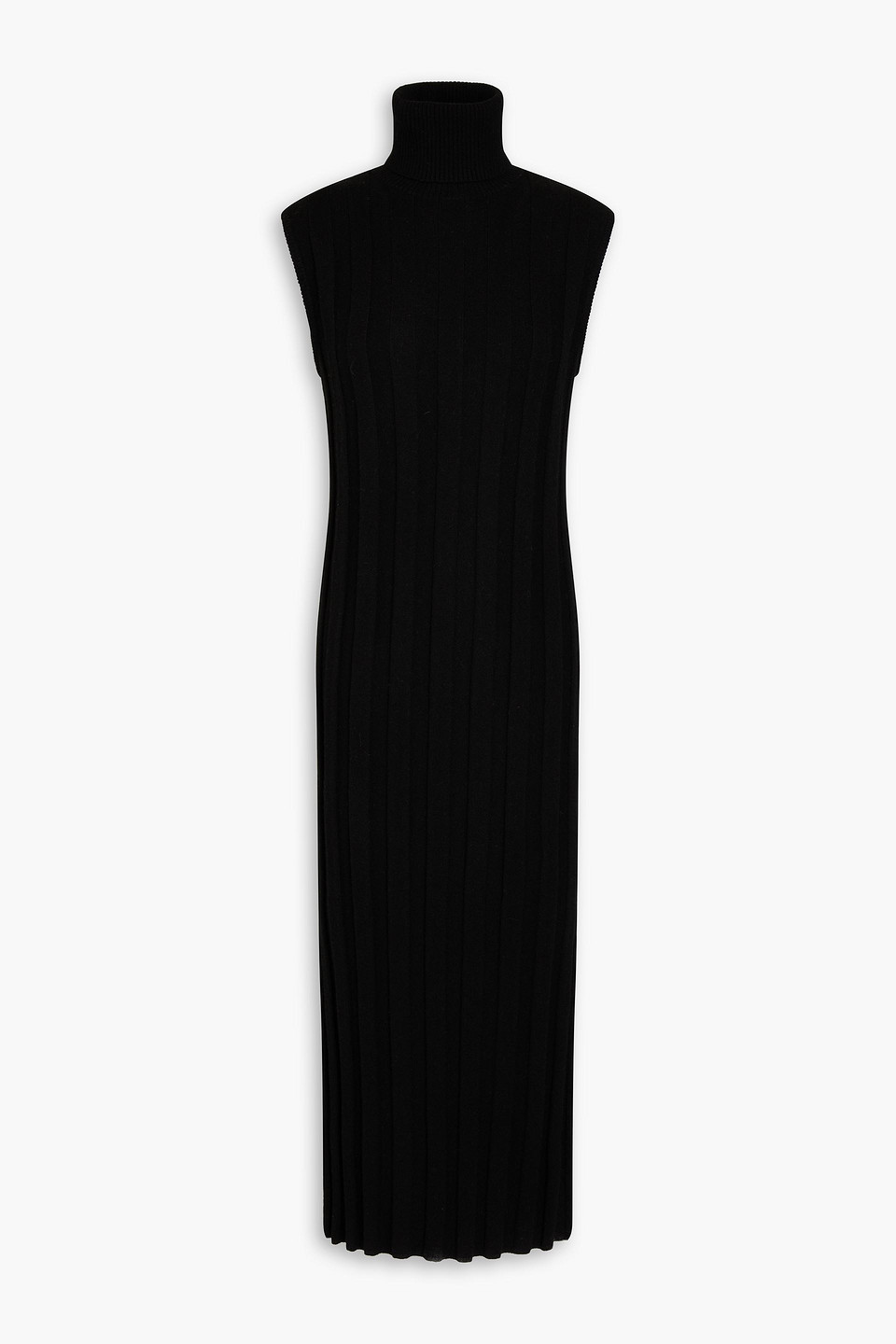 Autumn Cashmere Ribbed Cashmere Turtleneck Midi Dress In Black