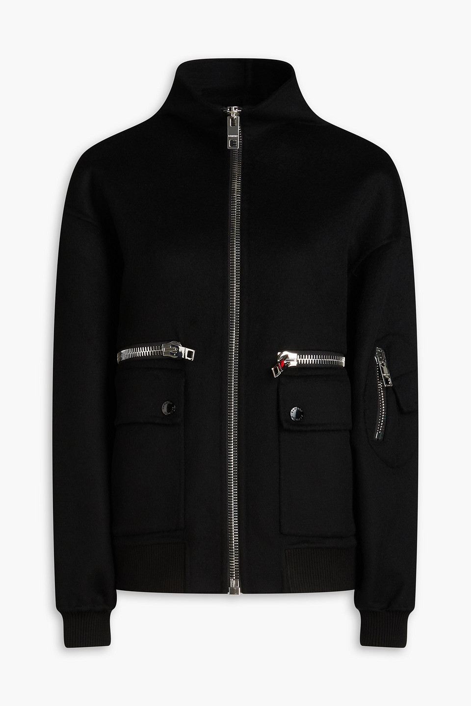 Sandro Brushed Wool-blend Felt Jacket In Black