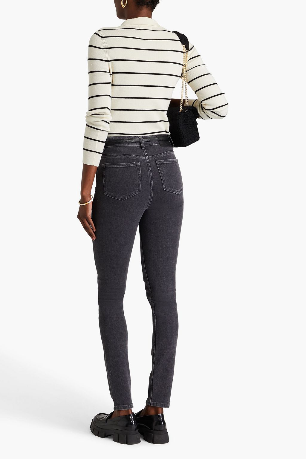 CLAUDIE PIERLOT جينز بأرجل ضيقة وخصر مرتفع