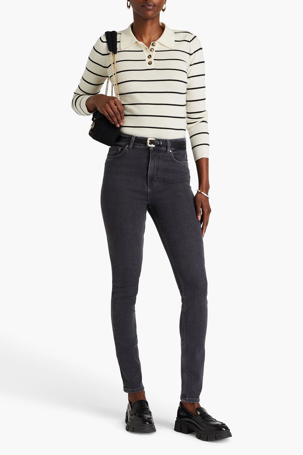 CLAUDIE PIERLOT جينز بأرجل ضيقة وخصر مرتفع