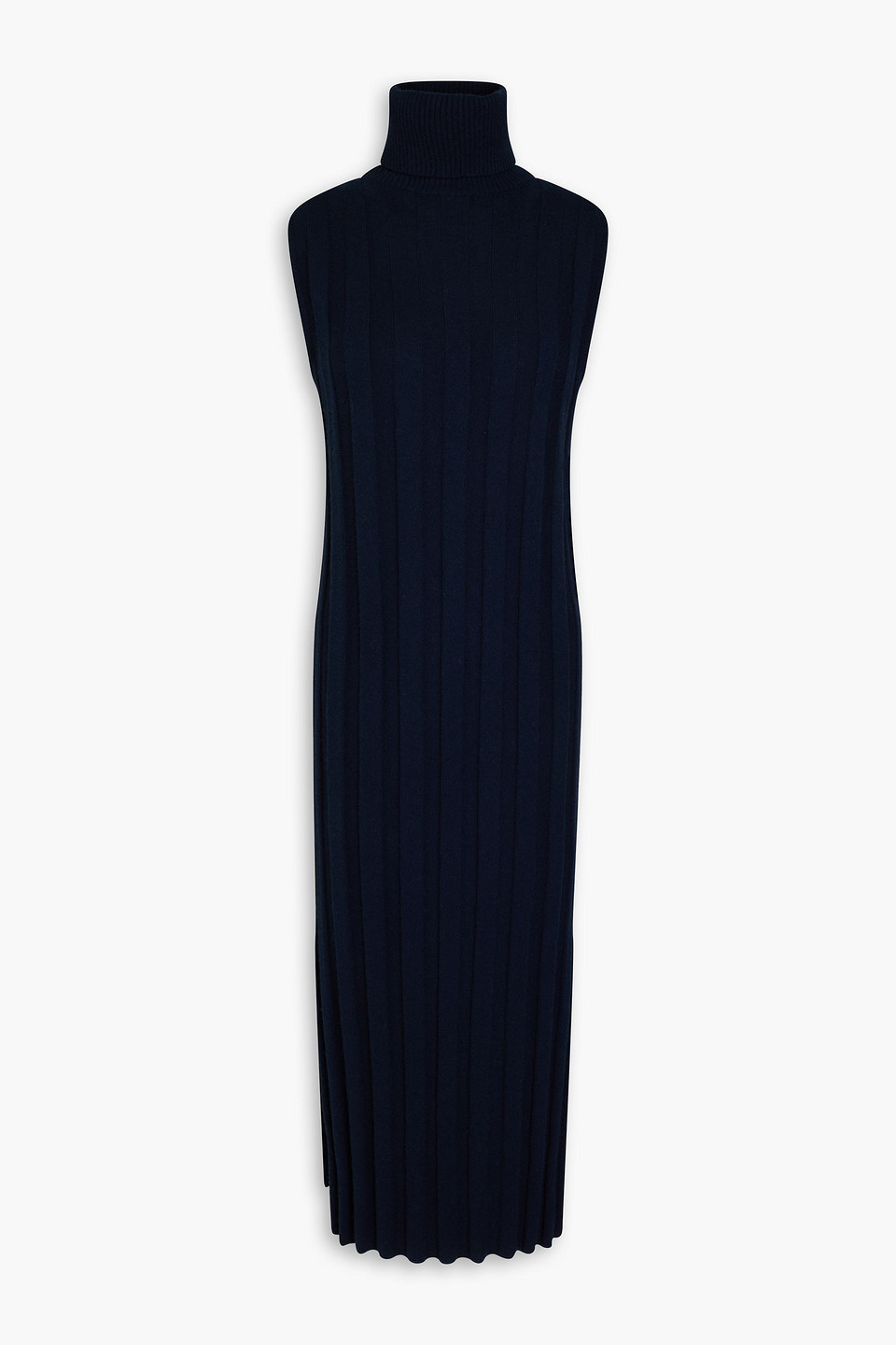 Autumn Cashmere Ribbed Cashmere Turtleneck Midi Dress In Black