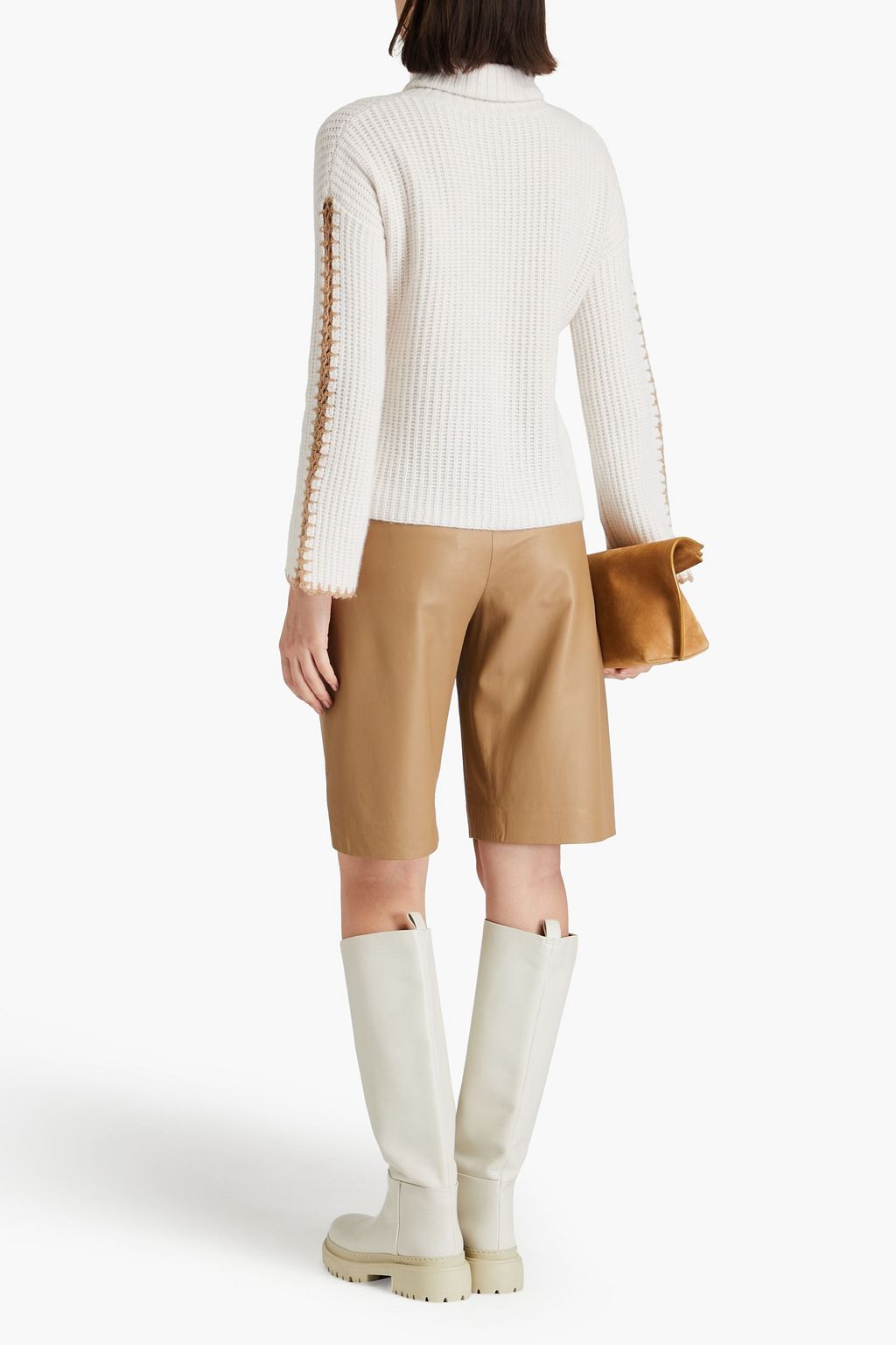 AUTUMN CASHMERE كنزة رياضية بياقة طويلة من نسيج بحبكة مضلّعة