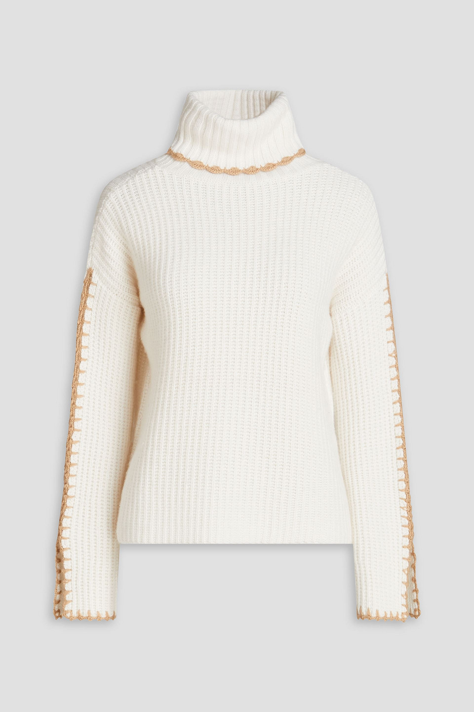 Autumn Cashmere Ribbed-knit Turtleneck Sweater In Off-white