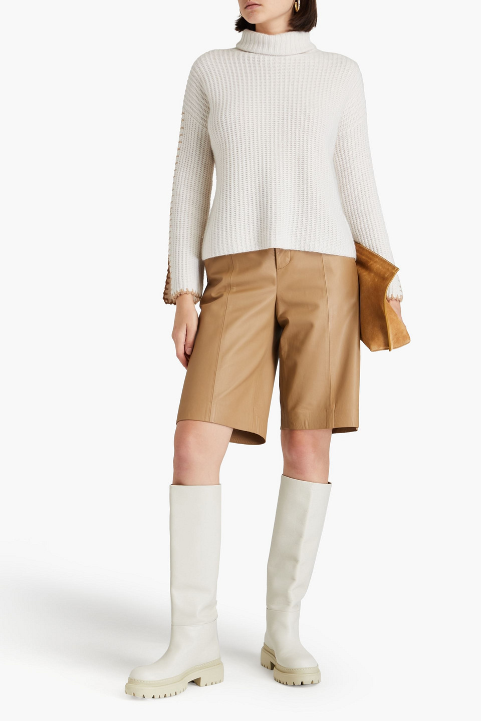 Autumn Cashmere Ribbed-knit Turtleneck Sweater In Off-white