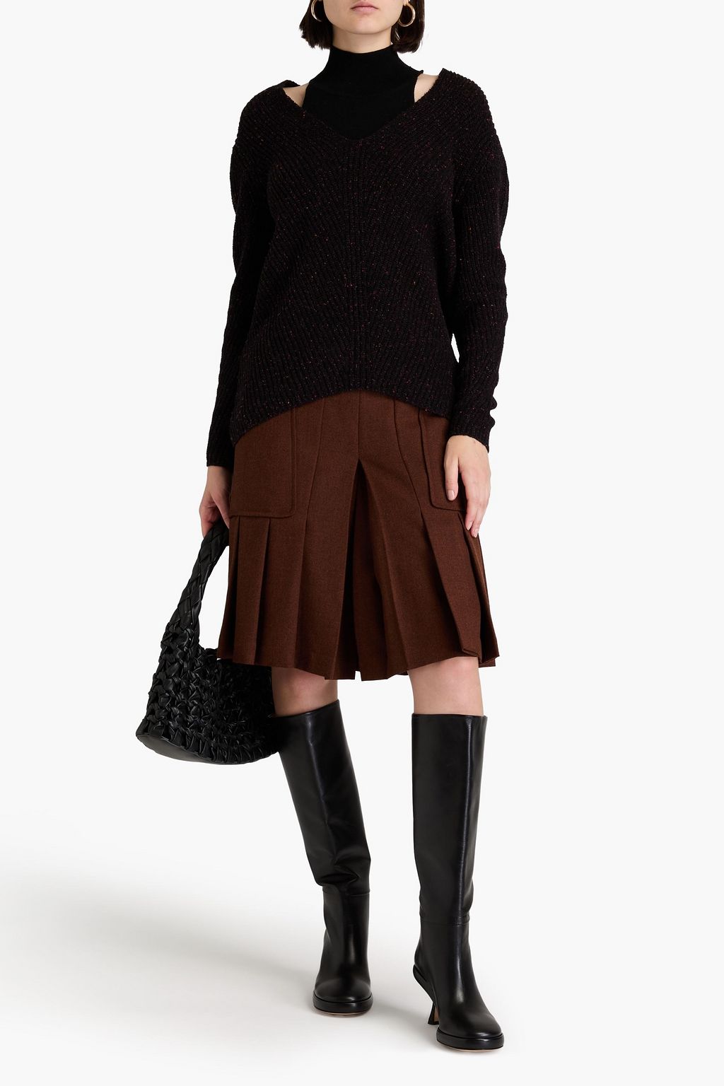 COTTON BY AUTUMN CASHMERE كنزة رياضية محبوكة من قماش الدونيغال