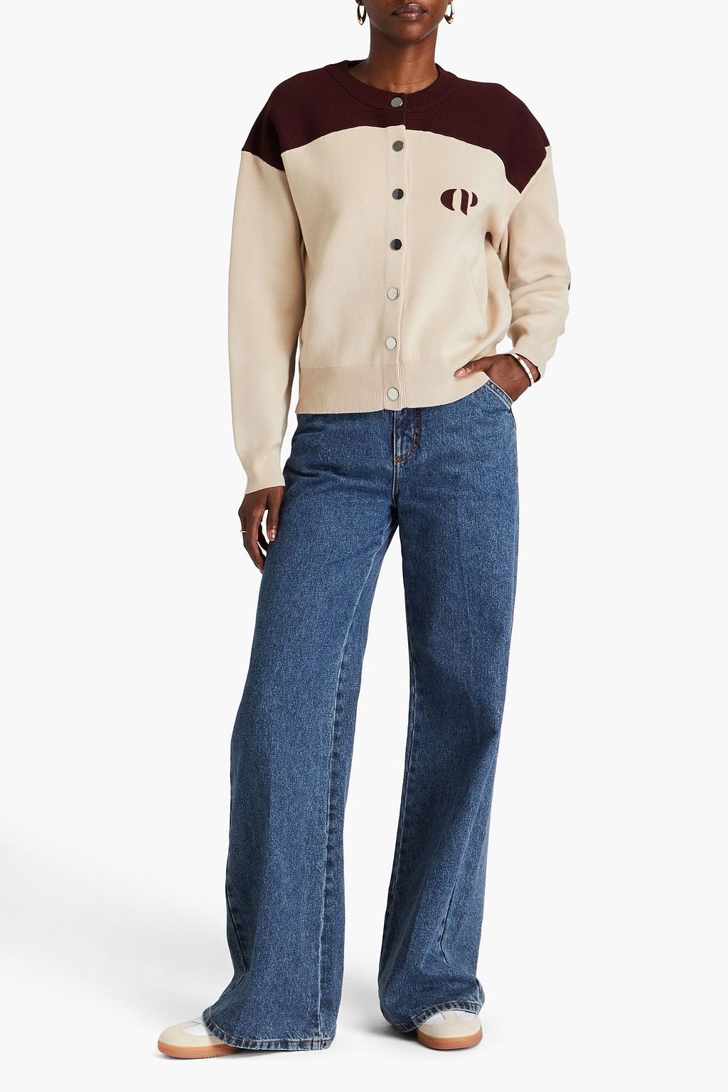CLAUDIE PIERLOT كارديغان مصنوع من نسيج محبوك بتصميم مطرّز