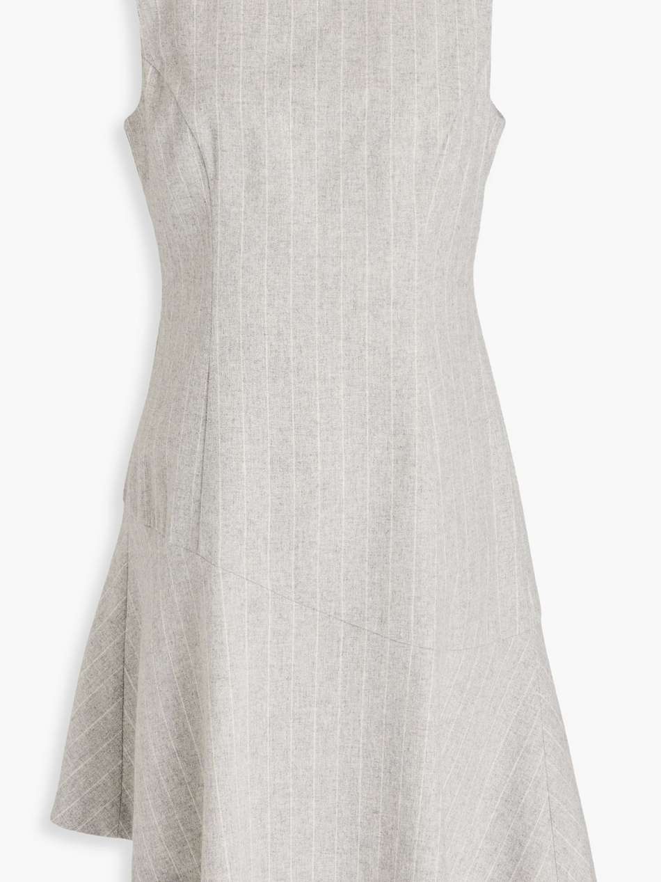 asymmetric pinstriped wool-blend dress