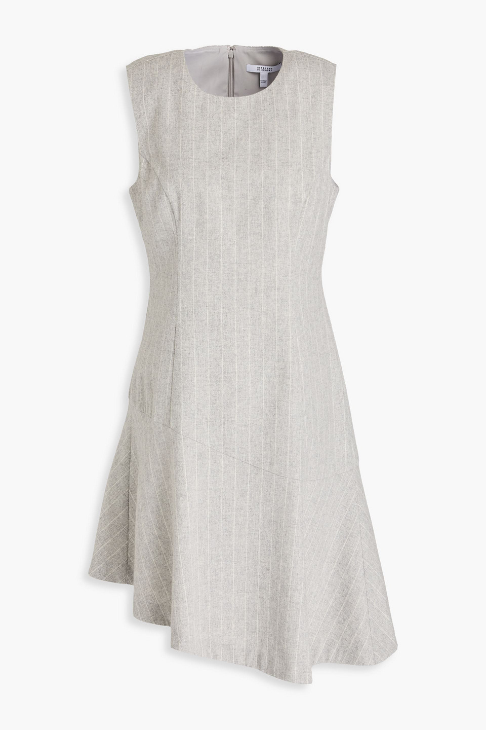 Derek Lam 10 Crosby Asymmetric Pinstriped Wool-blend Dress In Light Gray