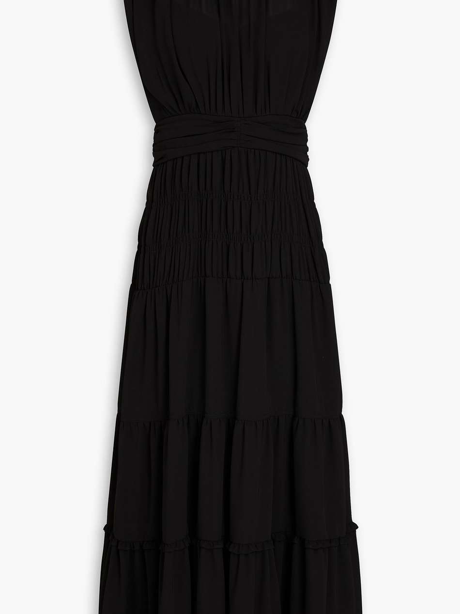 gathered chiffon midi dress