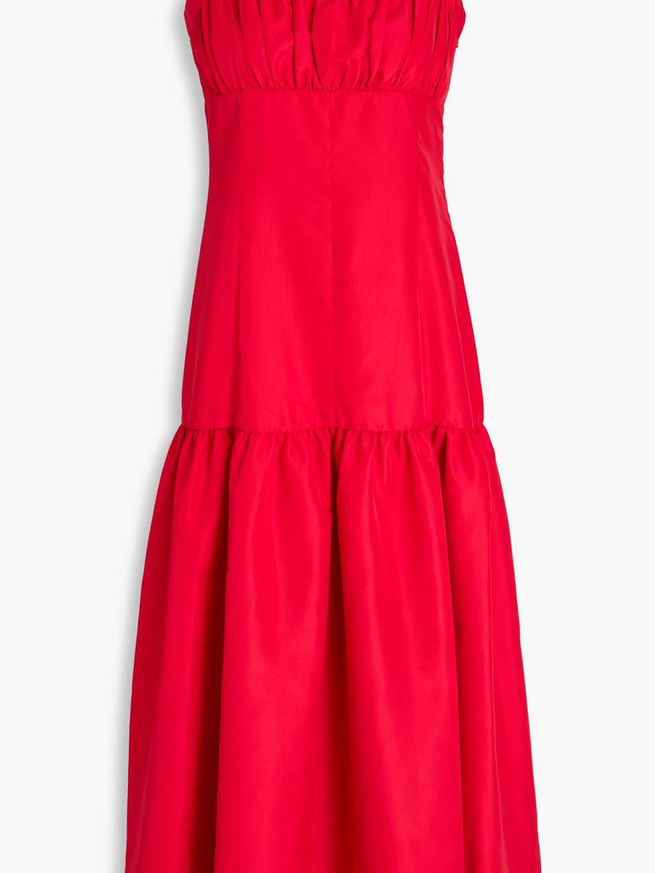 gathered taffeta midi dress