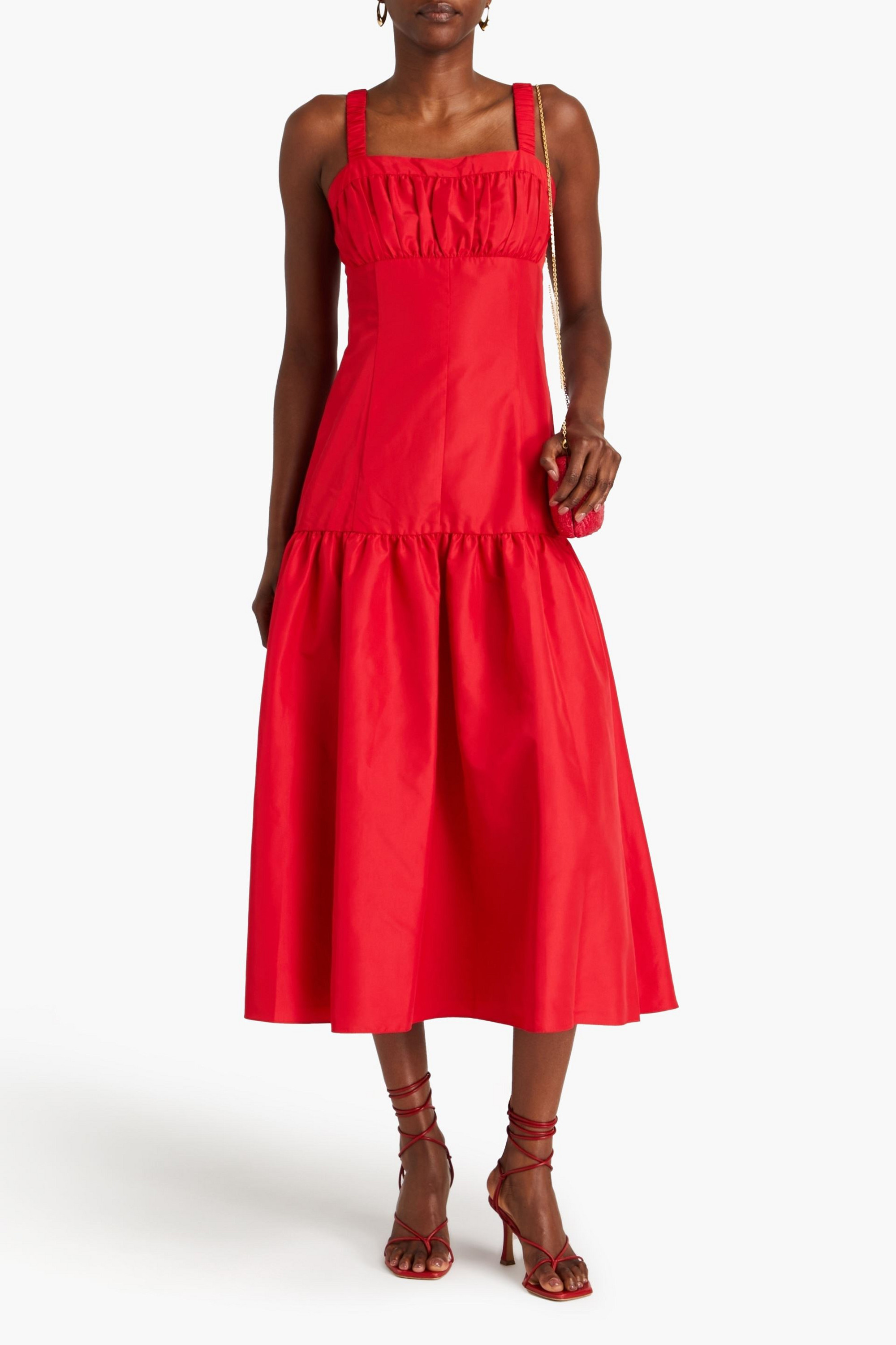 DEREK LAM 10 CROSBY Gathered taffeta midi dress