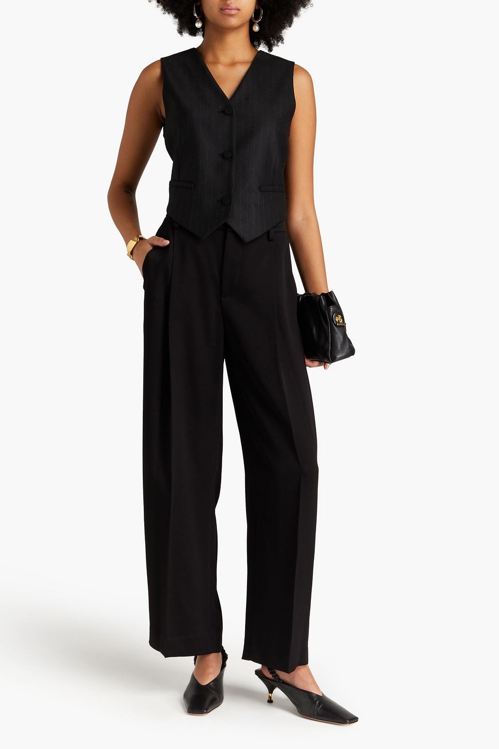 VINCE. Pleated twill wide-leg pants