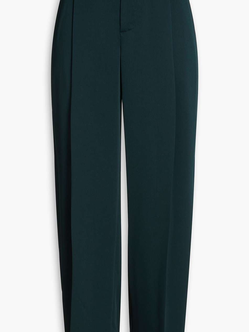 pleated twill wide-leg pants