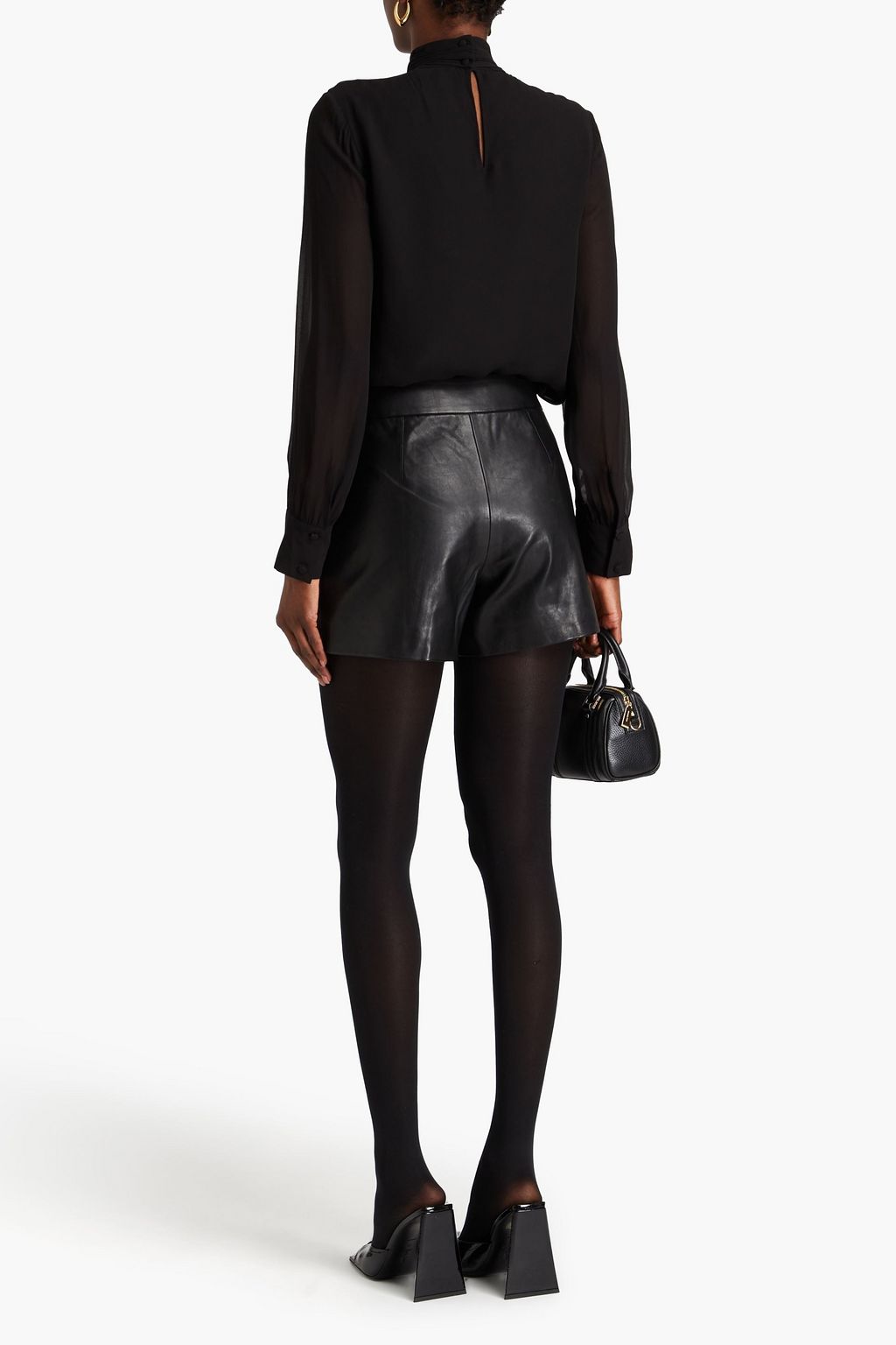 DEREK LAM 10 CROSBY Skirt-effect leather shorts