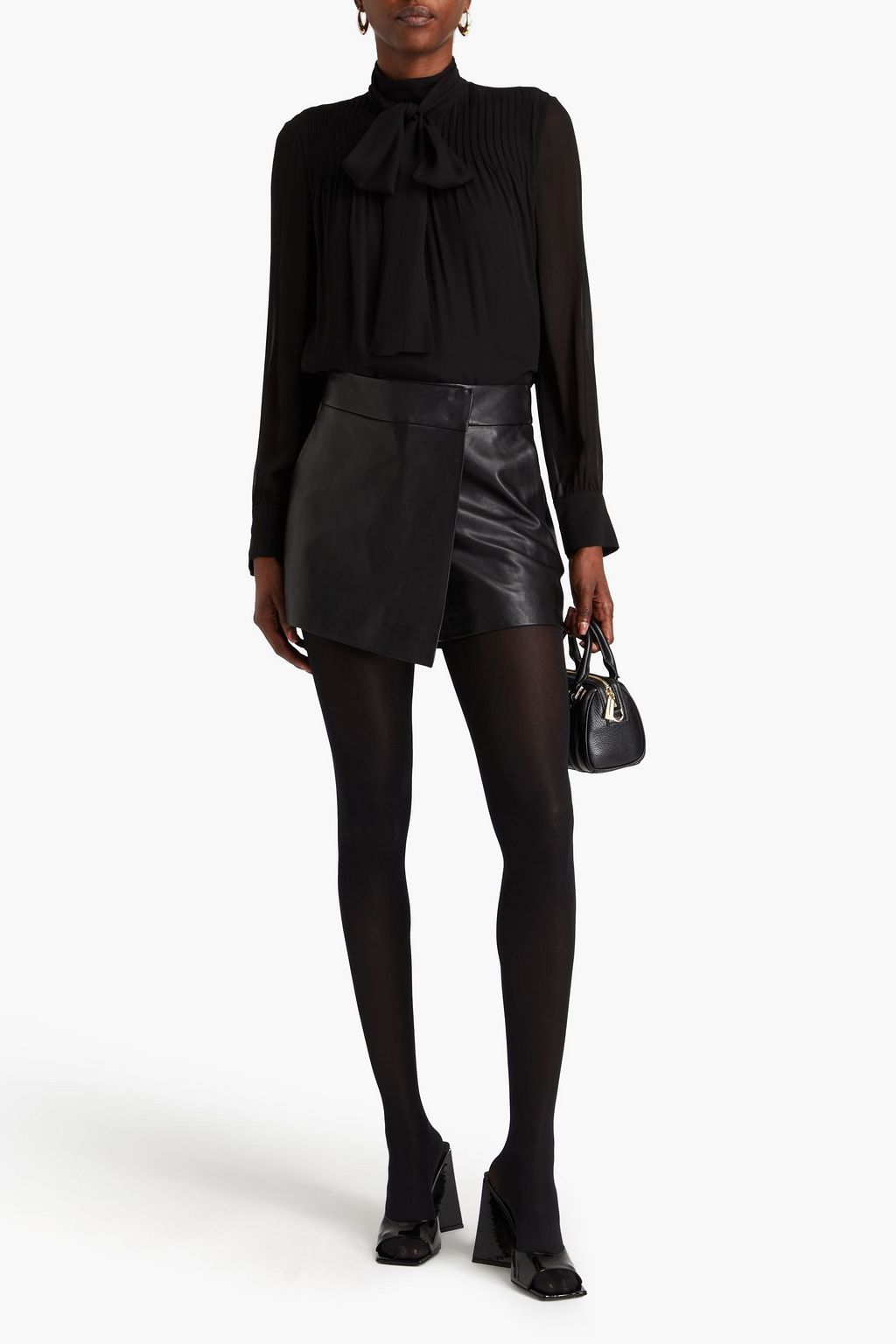 DEREK LAM 10 CROSBY Skirt-effect leather shorts
