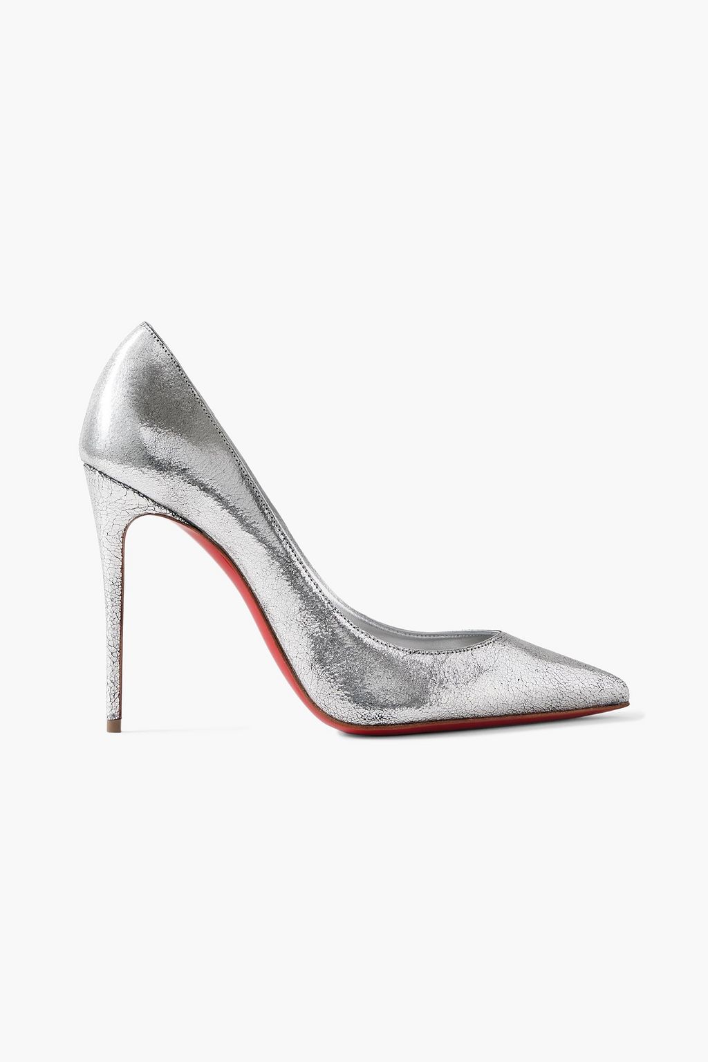 CHRISTIAN LOUBOUTIN Kate 100 metallic cracked-leather pumps | THE