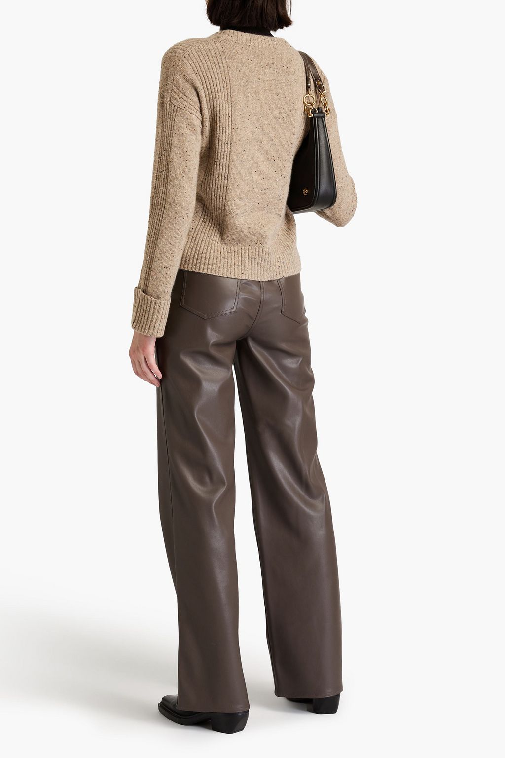 AUTUMN CASHMERE كارديغان مصنوع من الكشمير وقماش الدونيغال بتصميم مضلّع