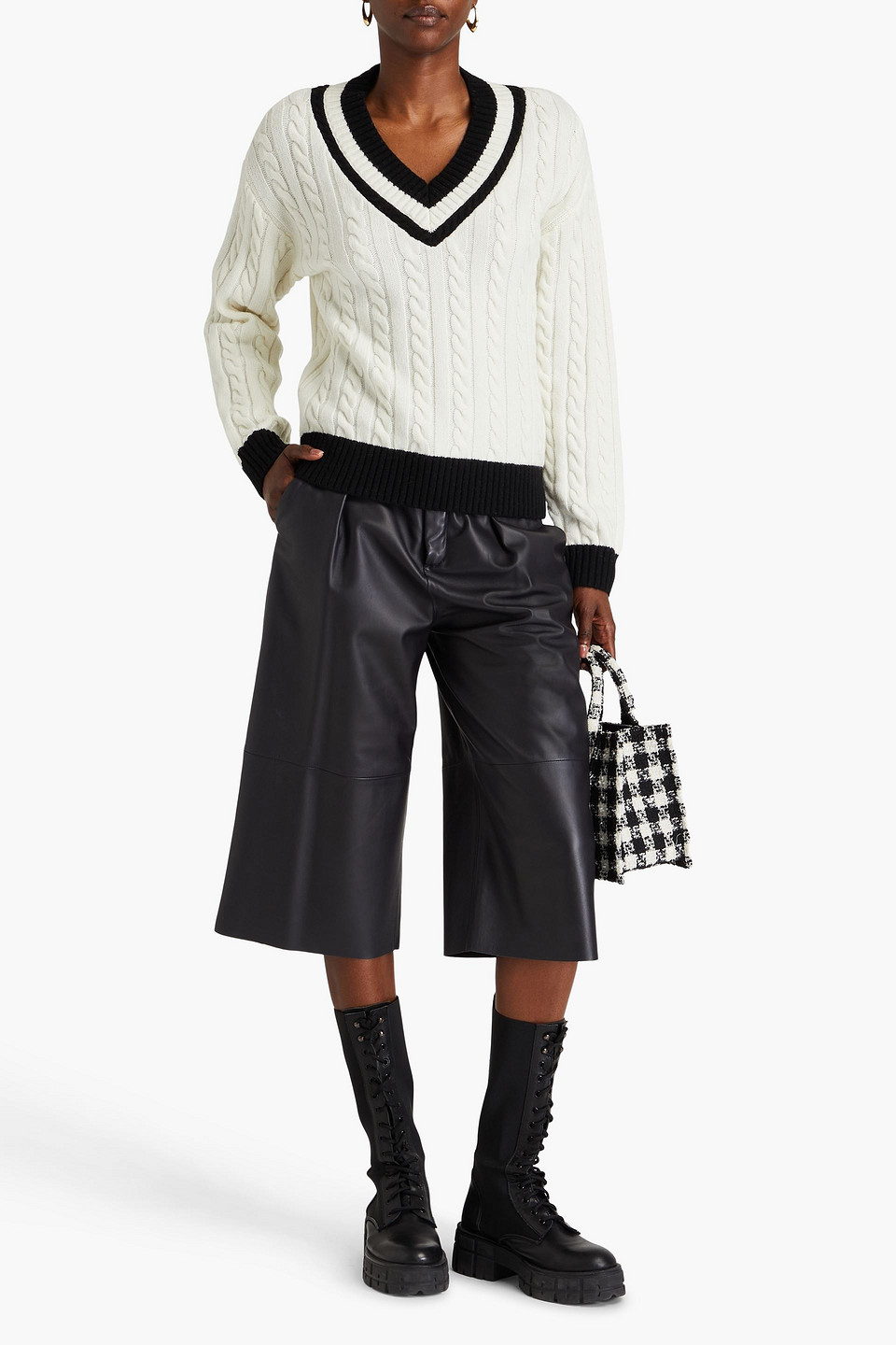  Claudie Pierlot - Pullover Aus Einer Wollmischung Mit Zopfstrickmuster - Weiß - 3 