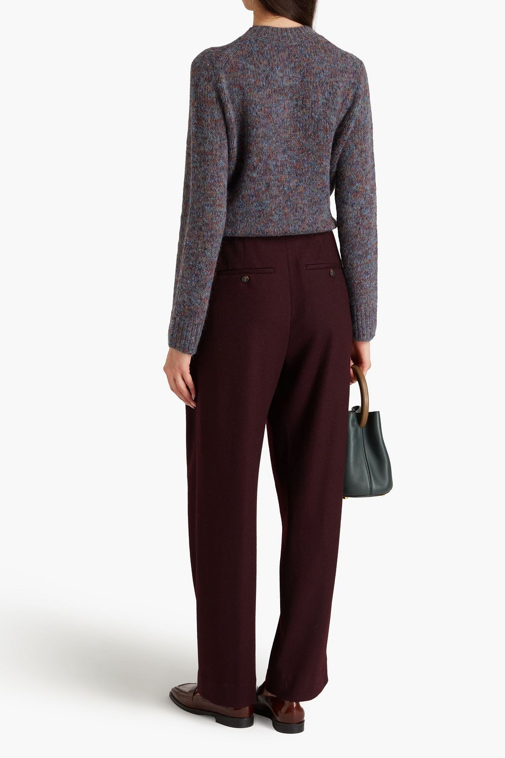 VINCE. Pleated wool-blend flannel wide-leg pants