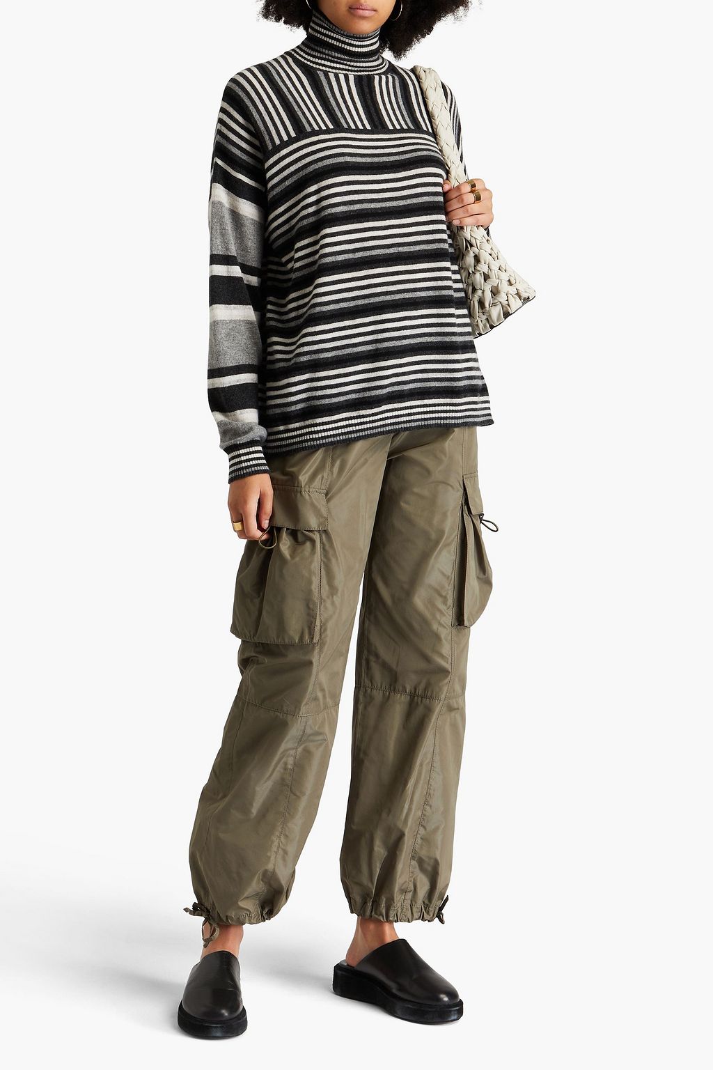 AUTUMN CASHMERE Striped cashmere turtleneck sweater