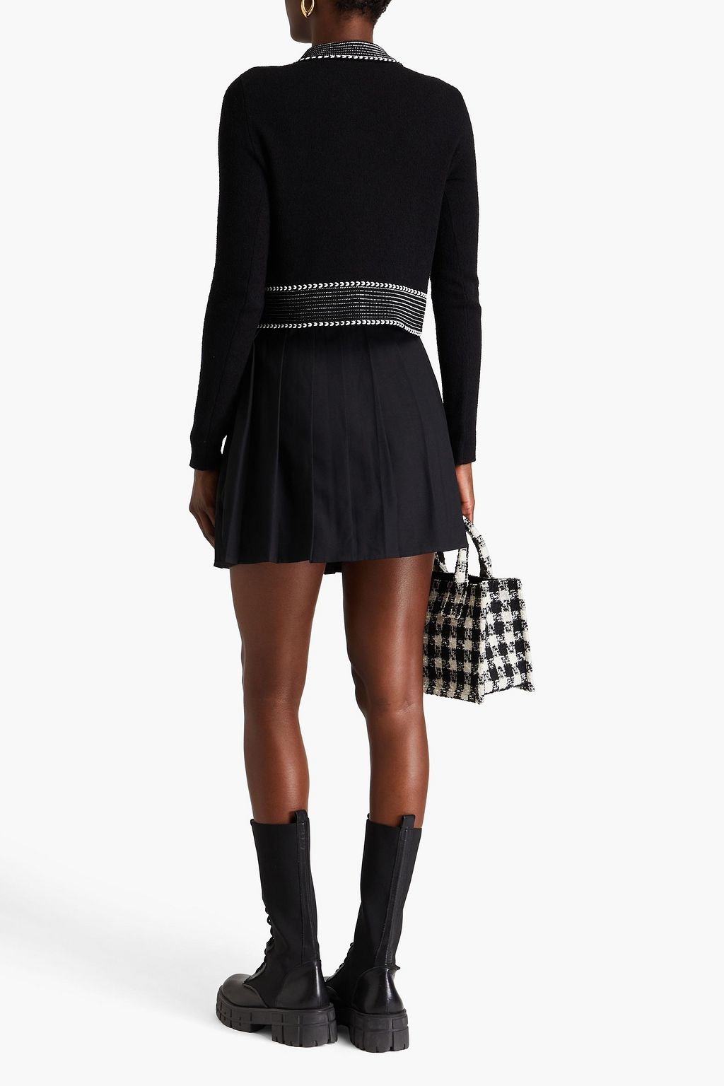 CLAUDIE PIERLOT سترة من نسيج محبوك بنمط بوكليه ومزينة بدرزات بارزة