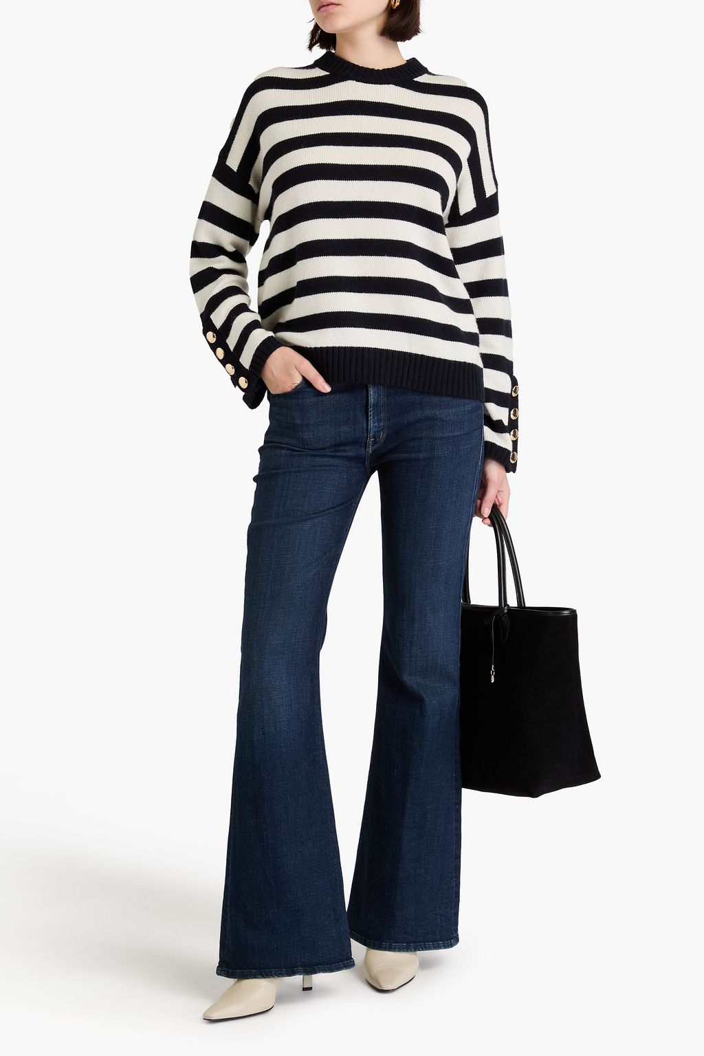 CLAUDIE PIERLOT كنزة رياضية مصنوعة من مزيج الصوف بتصميم مخطط