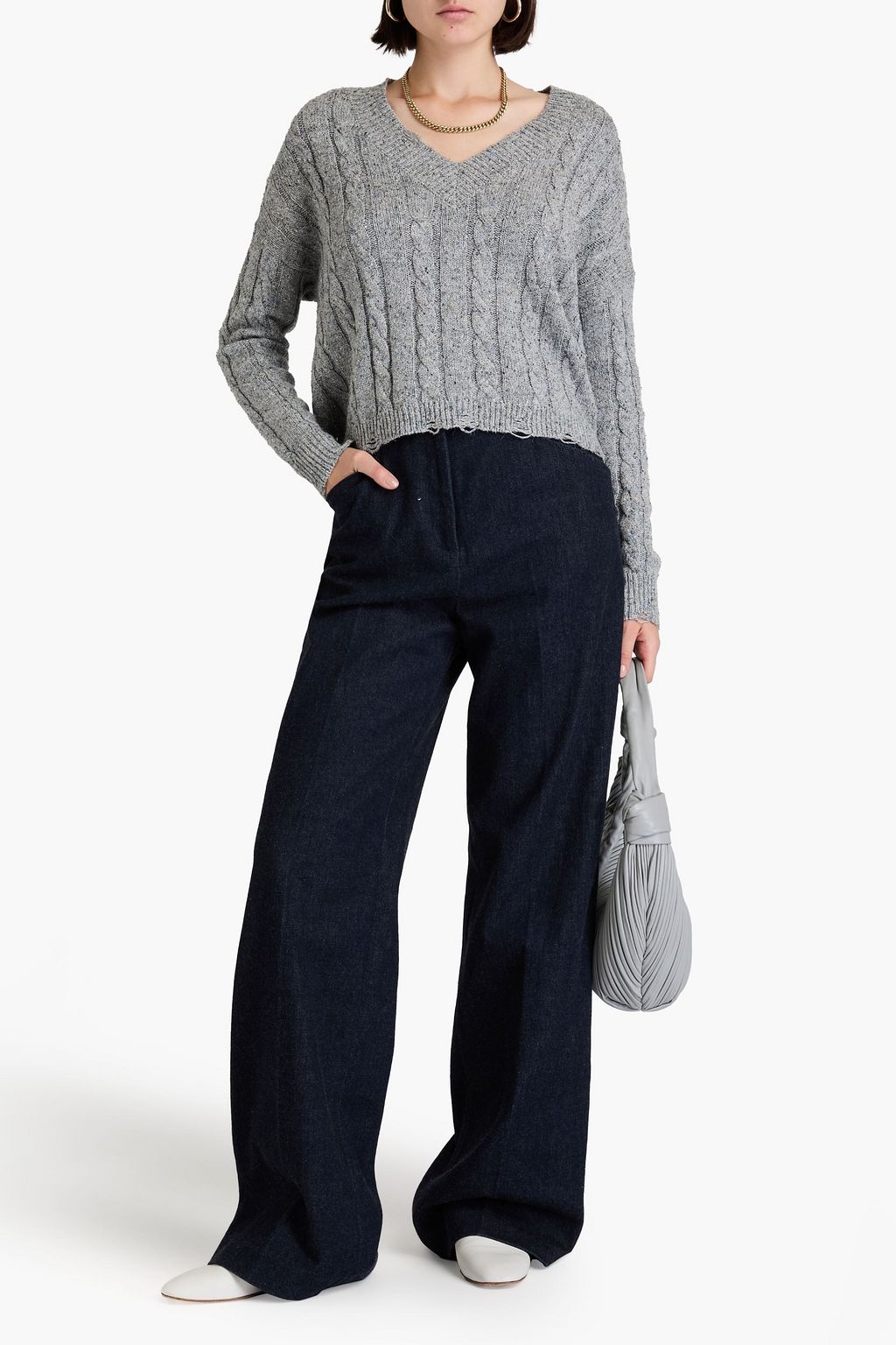 AUTUMN CASHMERE كنزة رياضية من قماش الدونيغال بحبكة مجدولة