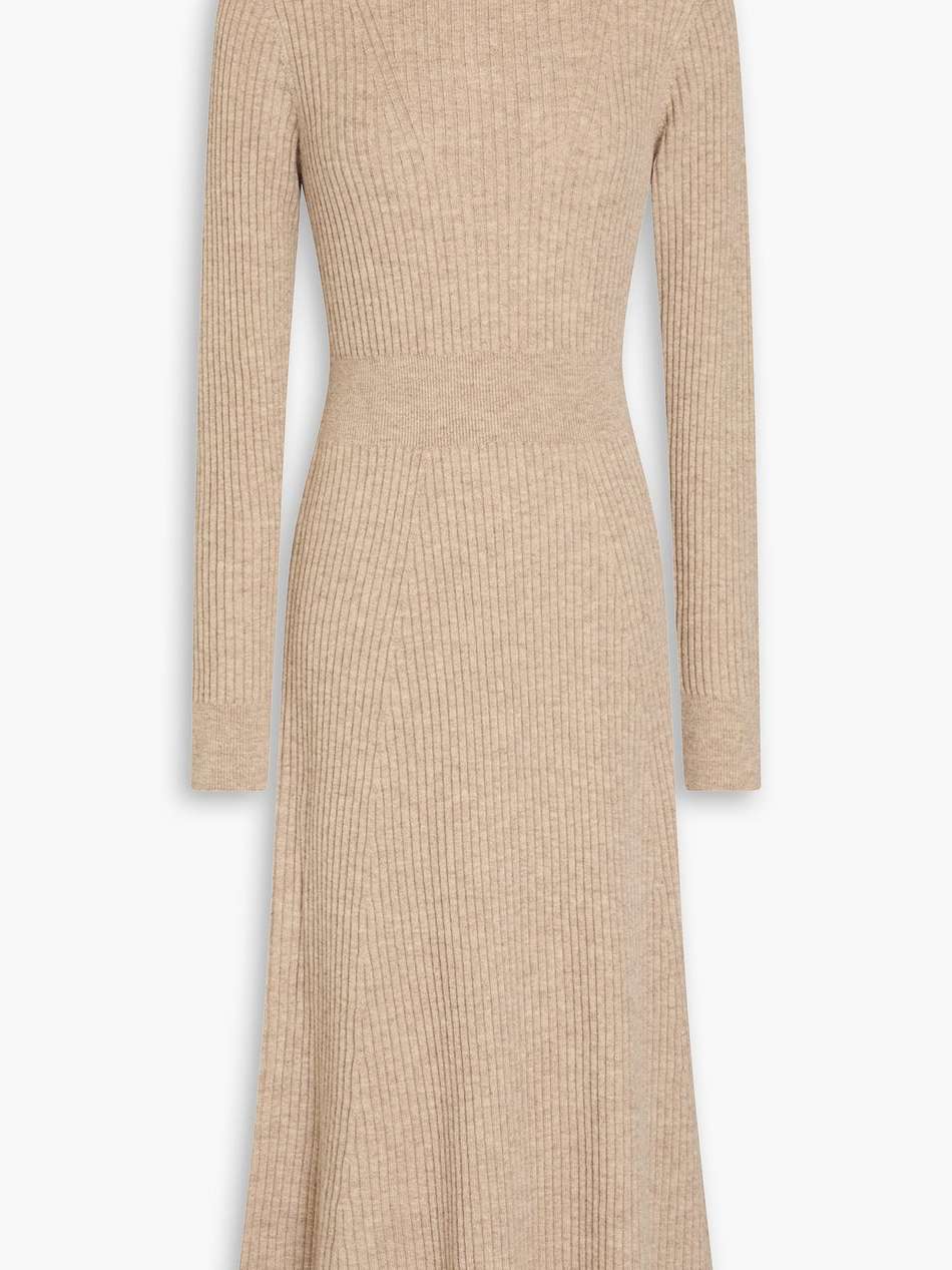 ribbed mélange wool midi dress