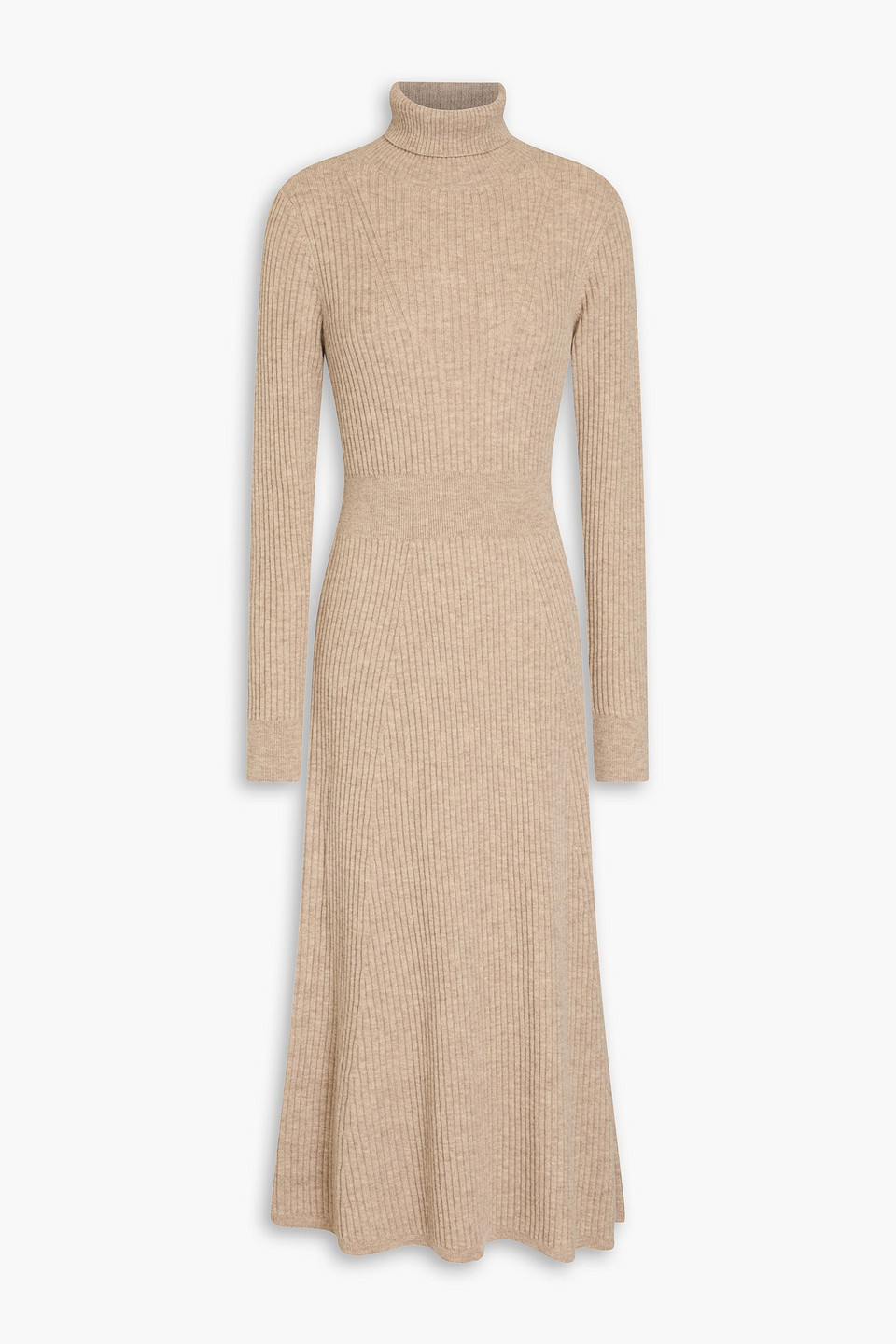 Derek Lam 10 Crosby Ribbed Mélange Wool Midi Dress In Beige