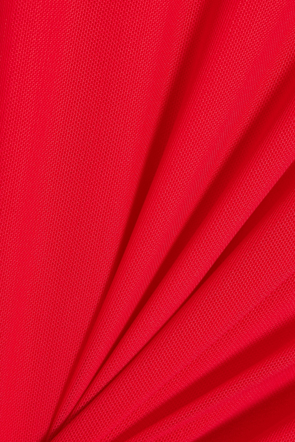 Ganni Mesh Turtleneck Top In Red