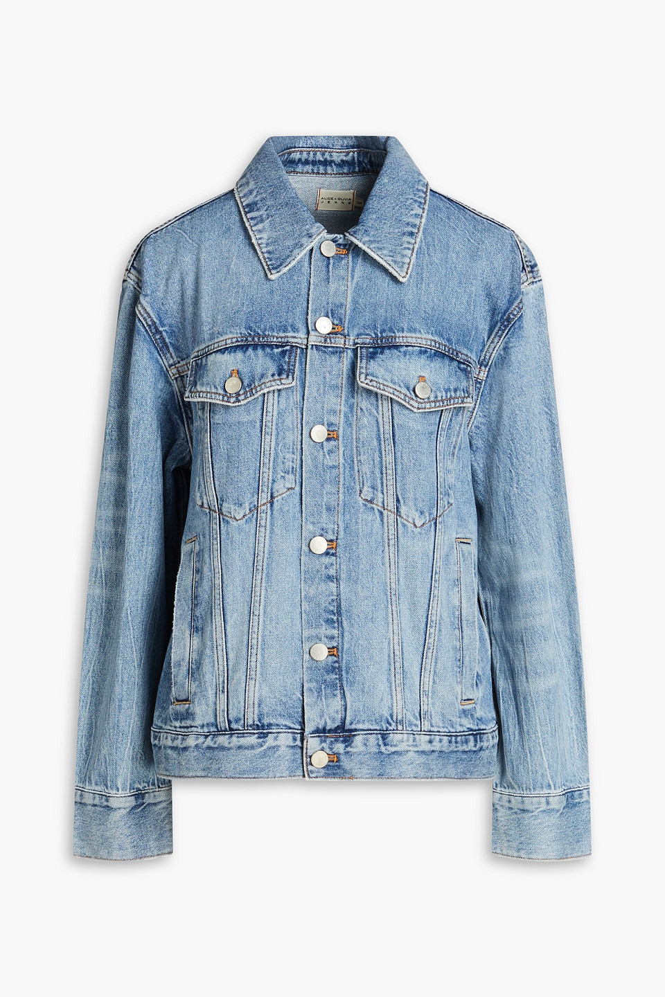 Shop Alice And Olivia Sadie Denim Jacket In Light Denim