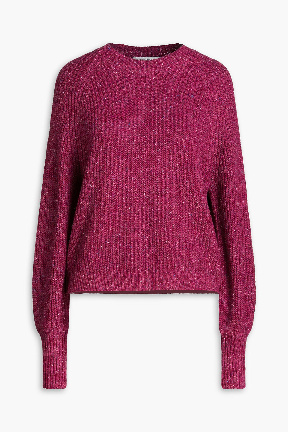 Shop Autumn Cashmere Donegal Ribbed-knit Sweater In Magenta