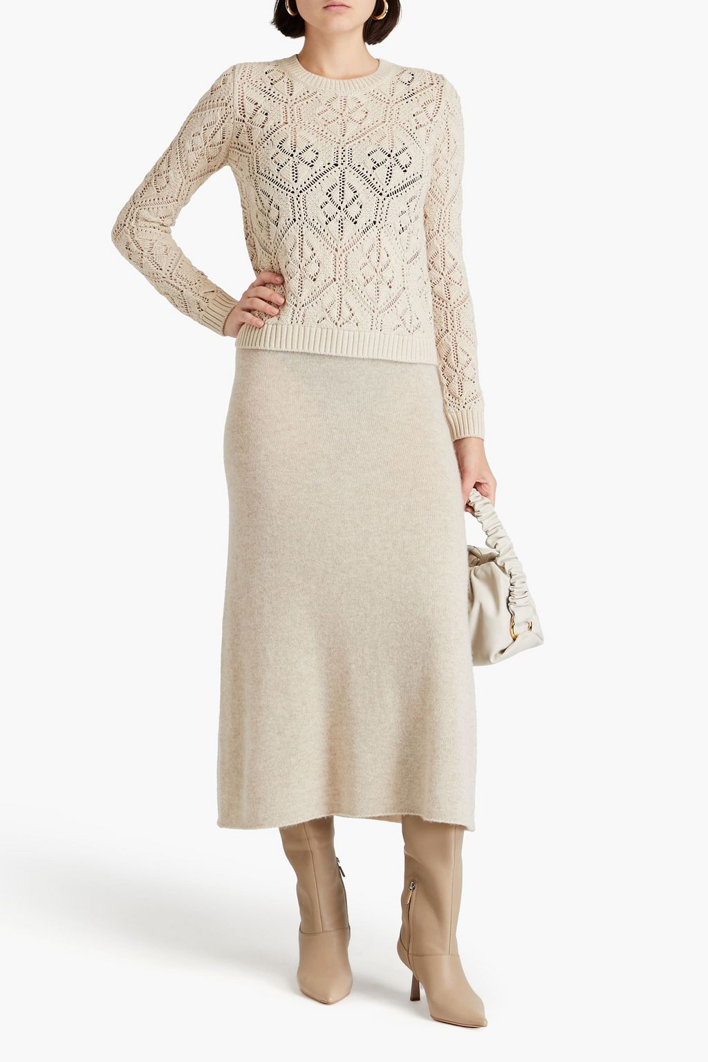 COTTON BY AUTUMN CASHMERE كنزة رياضية مصنوعة من القطن بحبكة بوانتيل