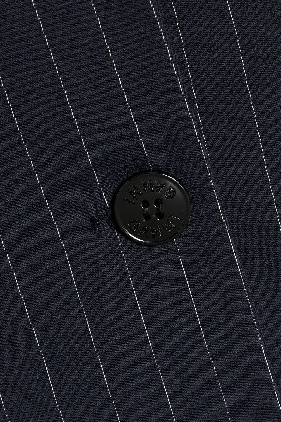 Ganni Pinstriped Twill Blazer In Midnight Blue