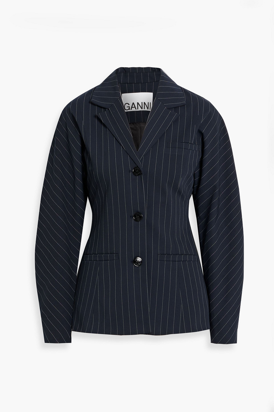 GANNI - Pinstriped twill blazer - Blue - DE 38