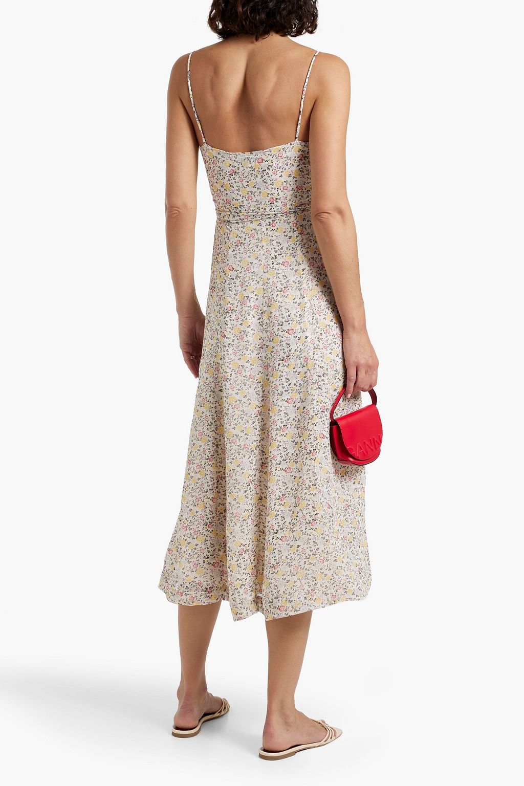 GANNI Floral-print crepe midi wrap dress