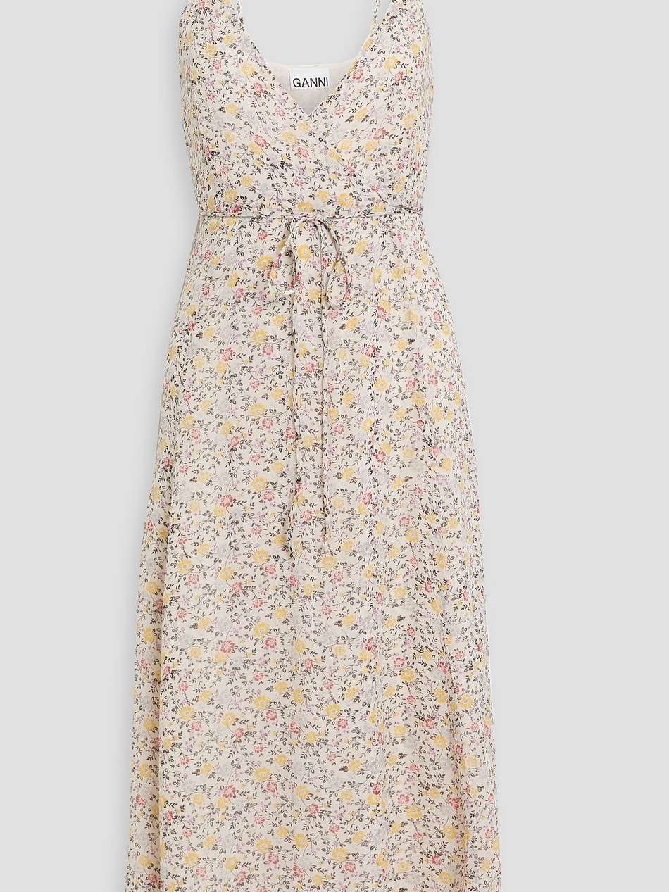 floral-print crepe midi wrap dress