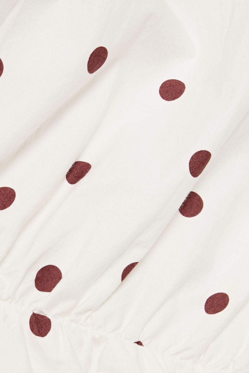 GANNI Ruched polka-dot cotton-poplin mini dress