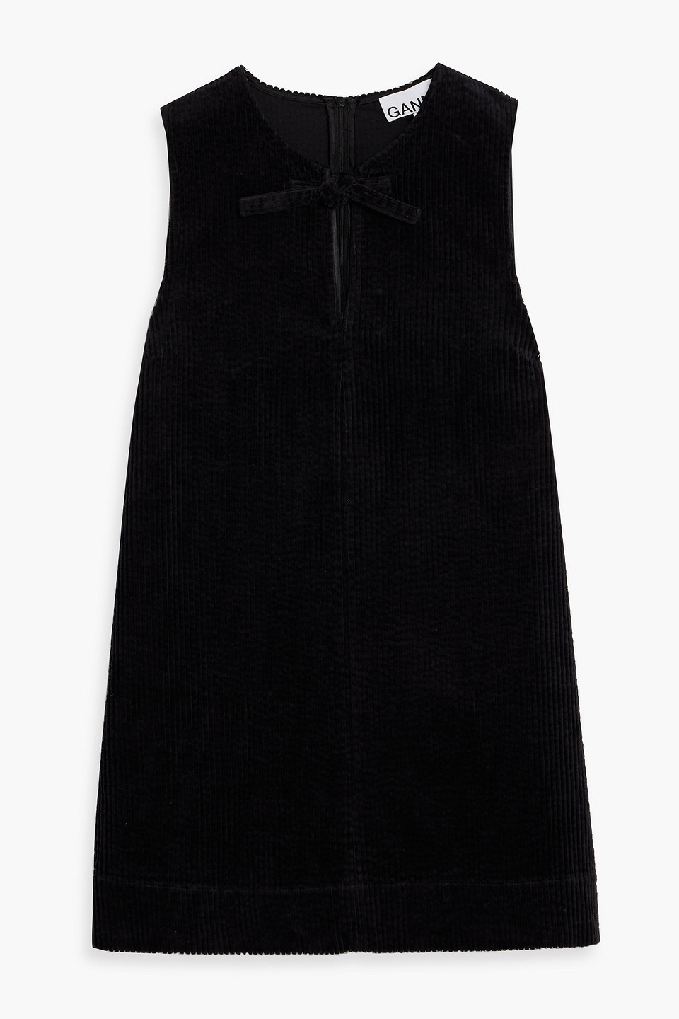 Mesh-paneled cotton-blend corduroy mini dress