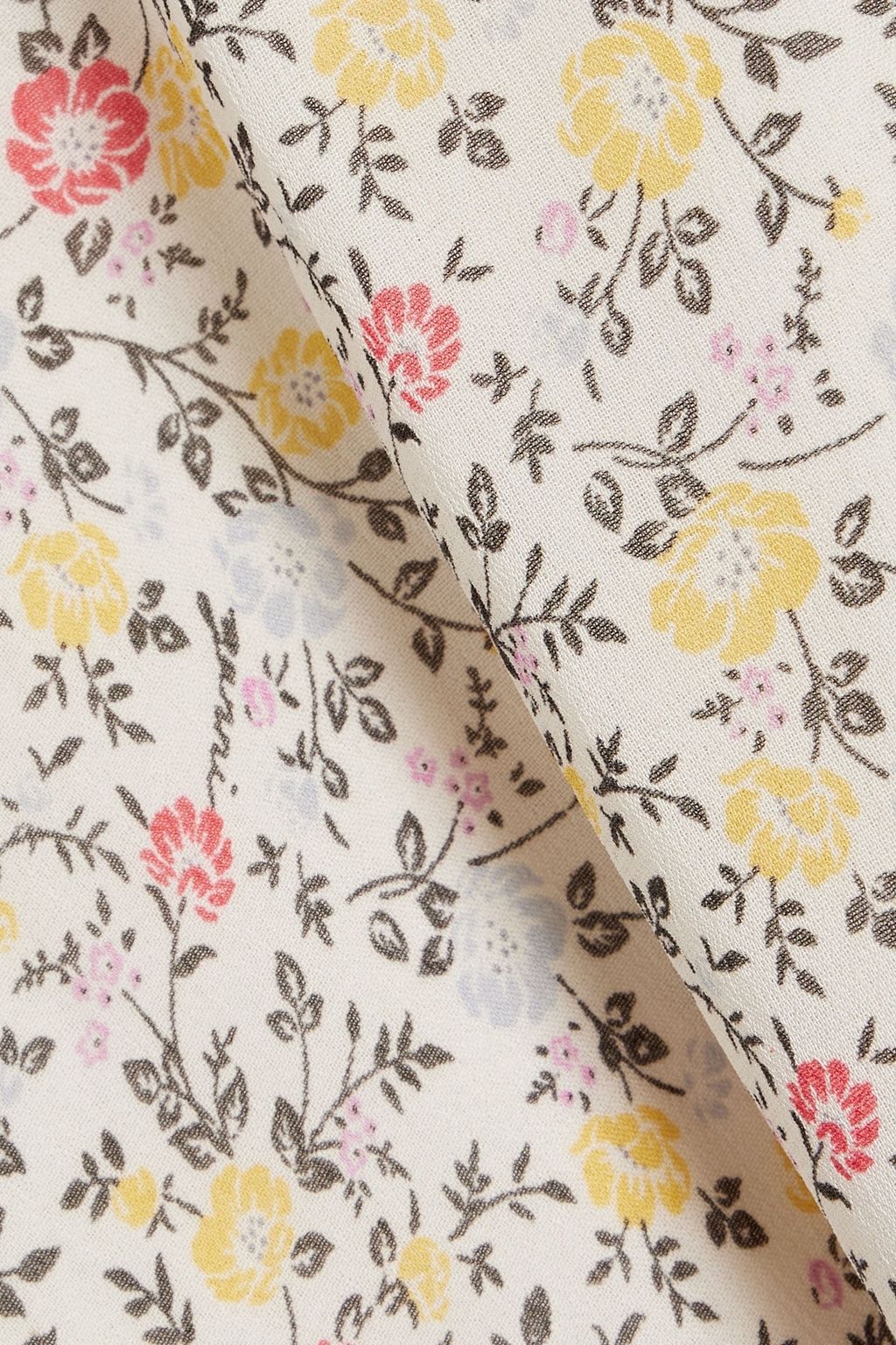 GANNI Pleated floral-print crepe midi dress