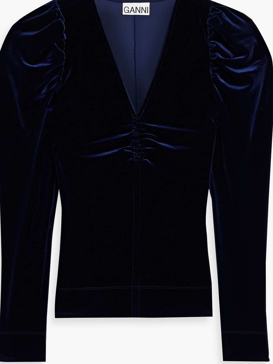 ruched stretch-velvet top