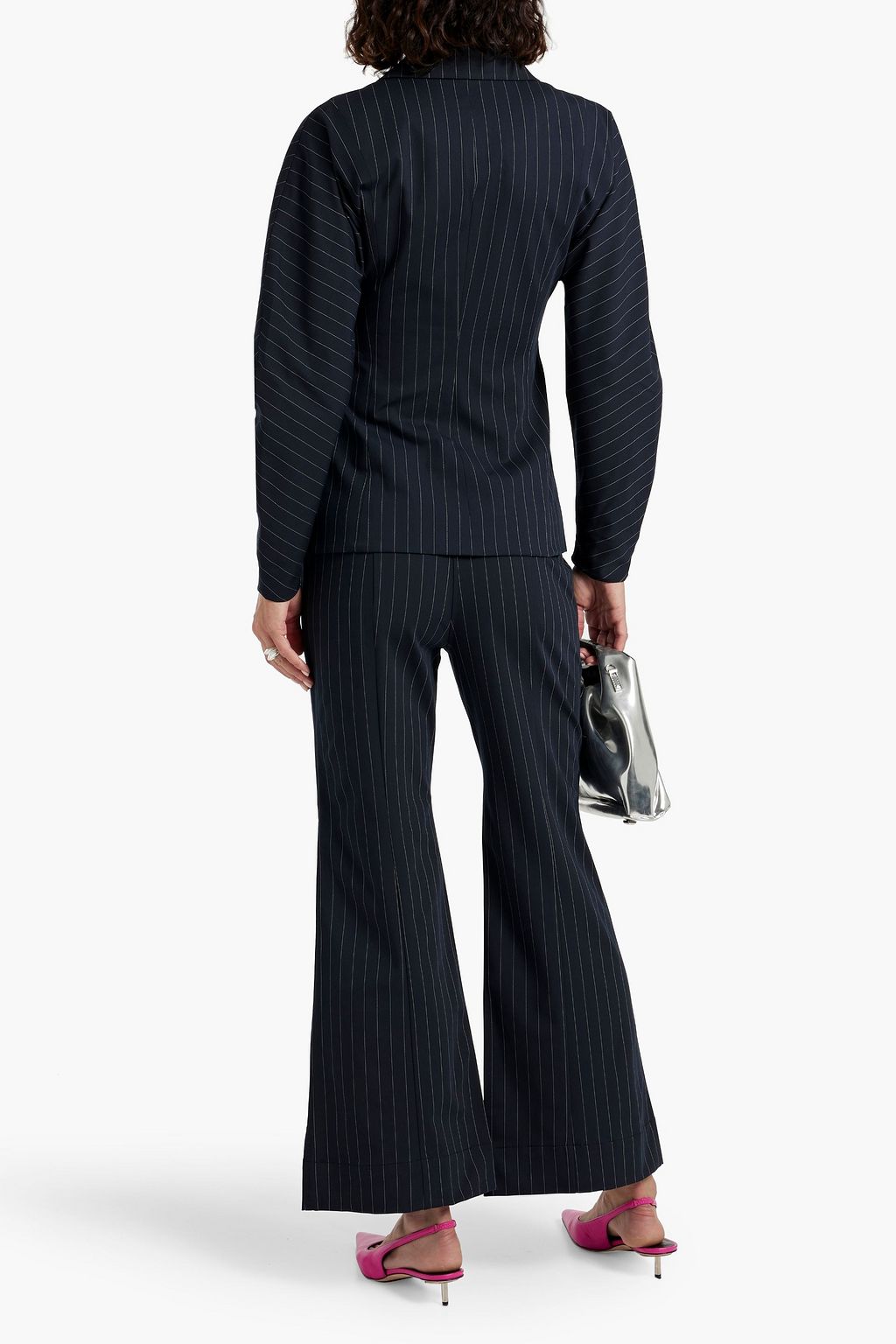 GANNI Pinstriped twill flared pants