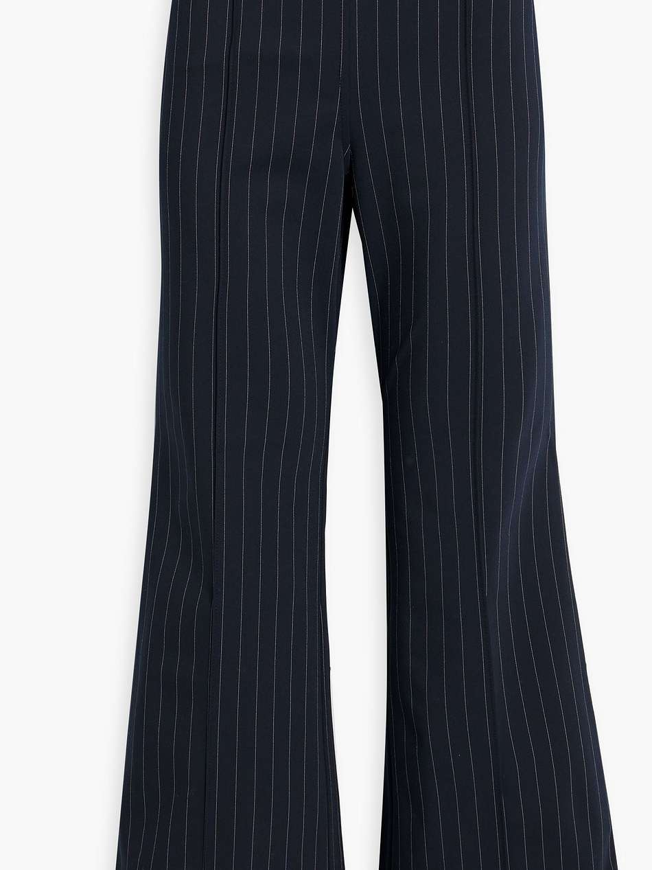 pinstriped twill flared pants